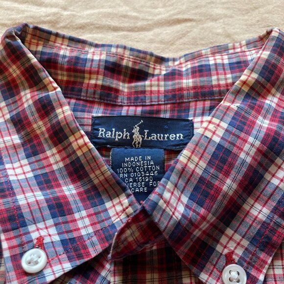 Ralph Lauren Plaid Button Down Long Sleeve Shirt Mens Size Small Polo - Picture 3 of 4